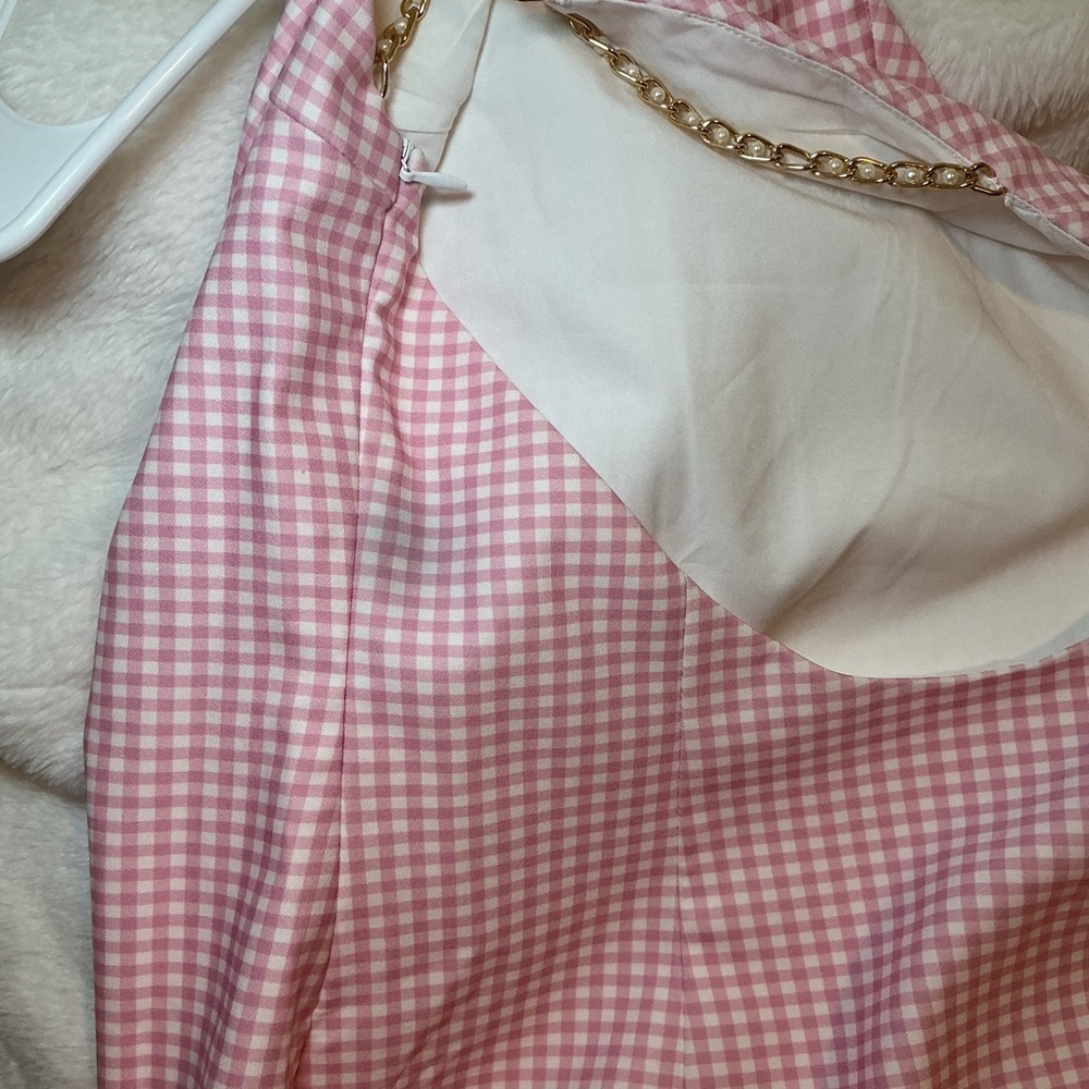 Meshki Pink Gingham Dress with Chain Straps - Picture 7 of 8